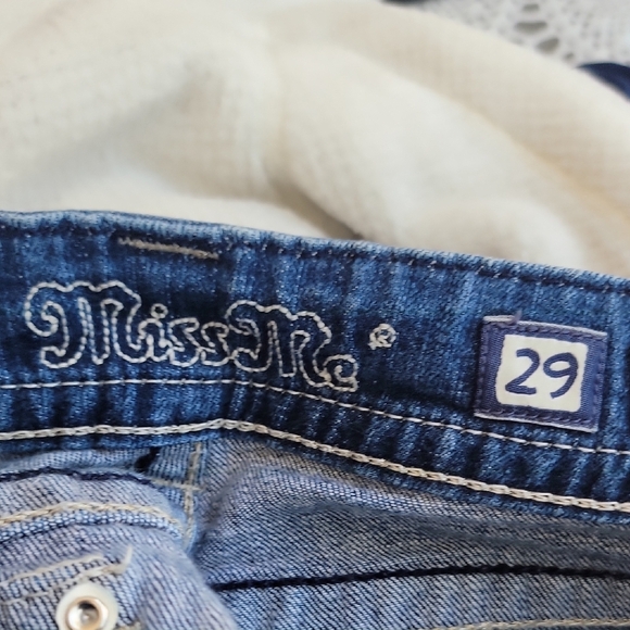 Miss Me Dark Blue Boot Cut Jeans Fallen Angel Wings Gems Rhinestones Embroidered - Picture 14 of 14